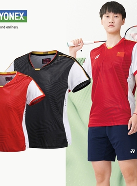 YONEX尤尼克斯羽毛球训练服男女短袖上衣百搭新款115925BCR-011