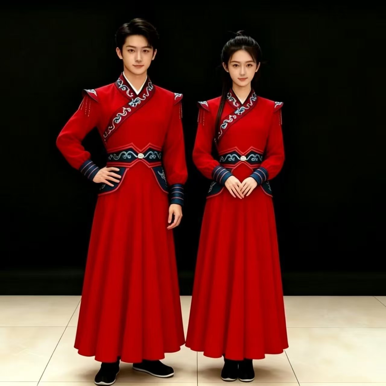 轻嫣眉蒙古舞蹈演出服女成人少数民族服装蒙族表演服饰艺考大摆裙
