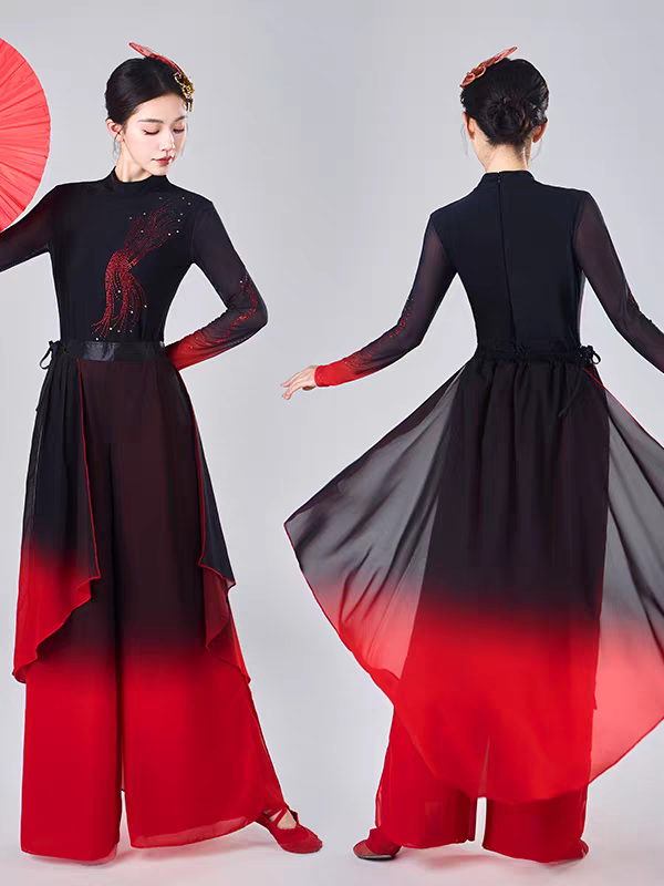 新款古典舞演出服女飘逸中国风秧歌舞蹈服装衣服纱衣伞舞套装