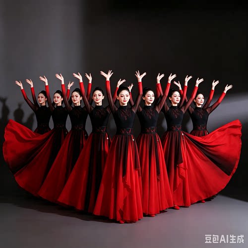 古典舞演出服女飘逸新款舞蹈服扇子舞喜庆秧歌服套装