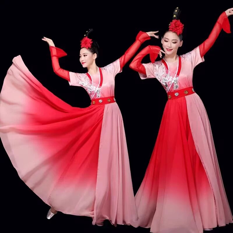 新款古典舞演出服女飘逸中国风秧歌舞蹈服装衣服纱衣伞舞套装