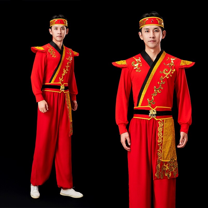 新款打鼓服演出服女红色新款中国风喜庆大鼓腰鼓队威风锣鼓舞表演