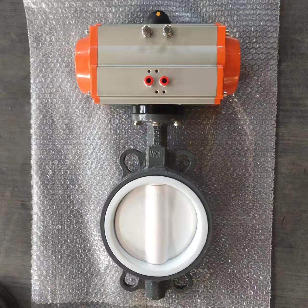 气动对夹蝶阀 软密封衬四氟四氟板双作用蝶阀 河北厂家D671F-10C