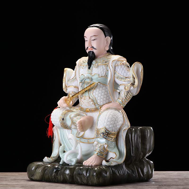 圆通工艺汉白玉48厘米佑圣真君玄天大帝真武大帝像