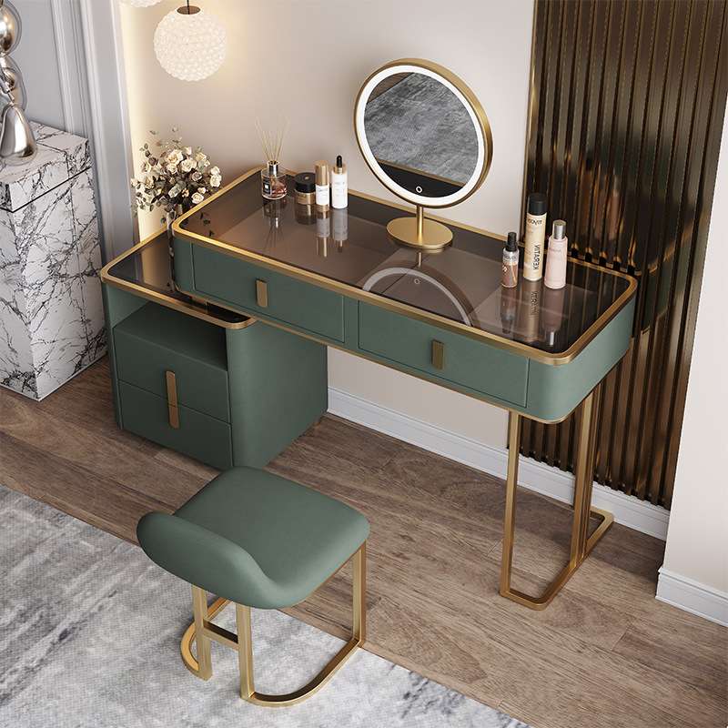 轻奢高级梳妆台收纳柜床头柜一体卧室现代简约网红新款实木化妆桌