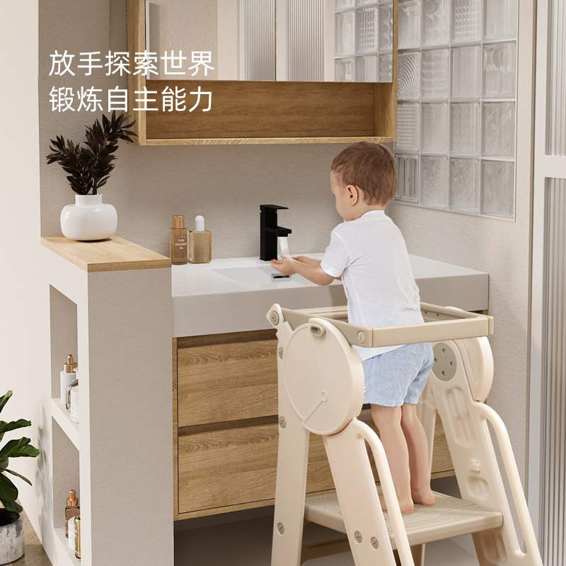 宝宝洗手梯脚踏凳小楼梯台阶洗漱台踩凳可折叠扶手梯儿童登高梯子
