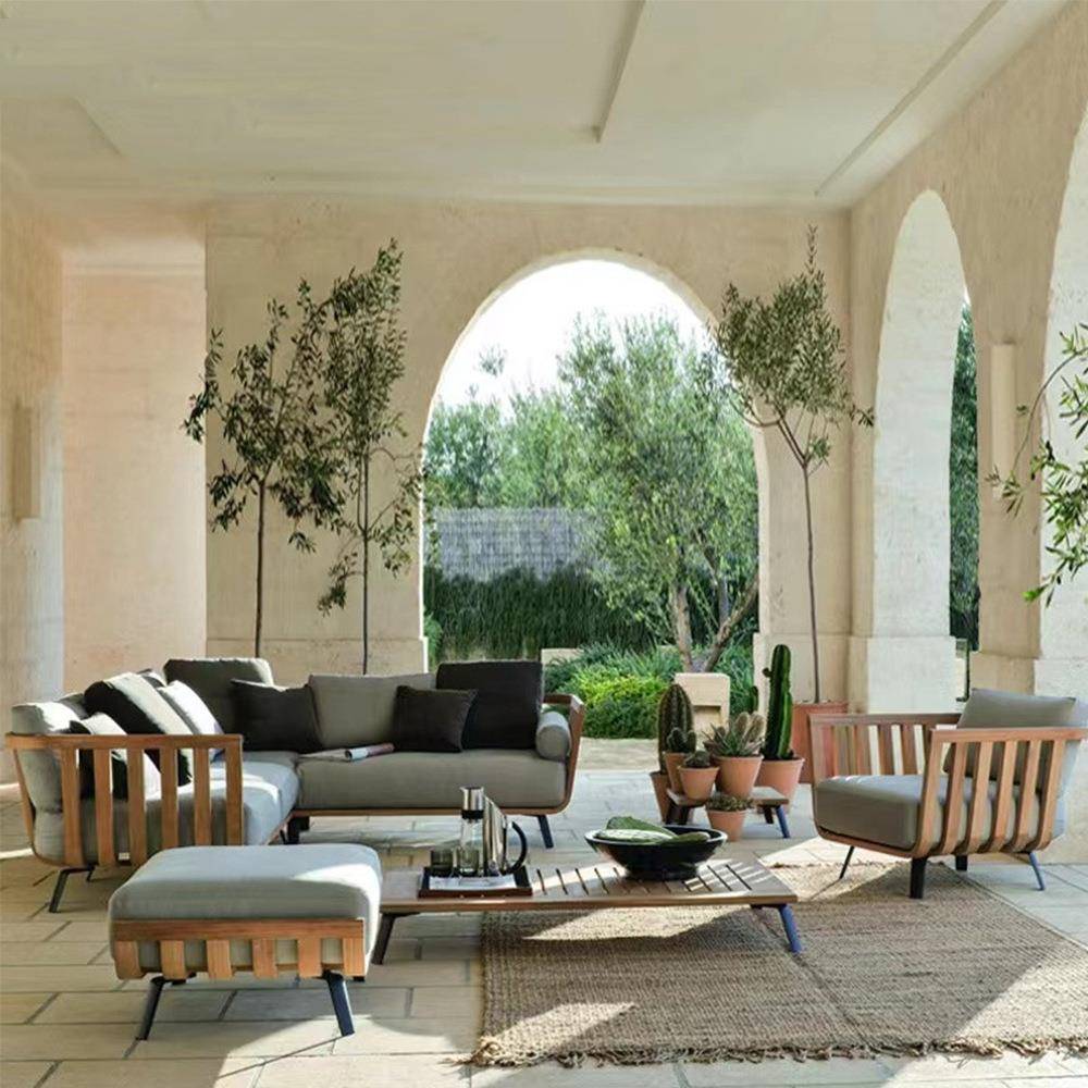 户外藤编沙发组合客厅庭院阳台室外别墅花园防水防晒外摆柚木沙发