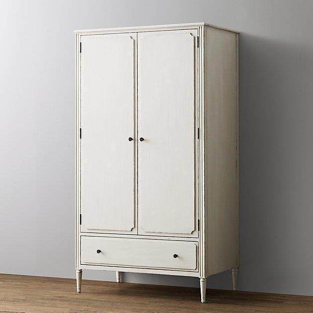 RH美式乡村实木成人衣柜双门法式复古做旧储物柜落地衣橱卧室家具