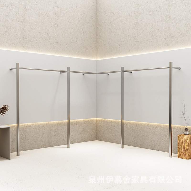 服装店展示架落地上墙壁挂式陈列货架轻奢男女装店不锈钢挂衣架子