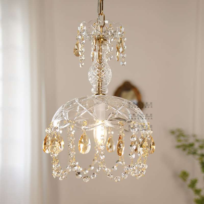 穆拉诺古典水晶玻璃吊灯复古玄关餐厅阳台床头水晶小吊灯