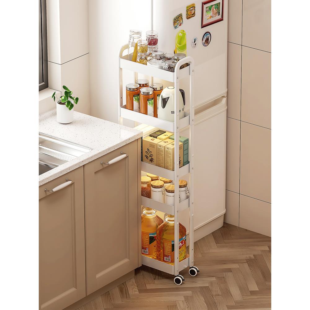 A10L层高可调节厨房夹缝置物架冰箱缝隙推车置物架侧边超窄小型收