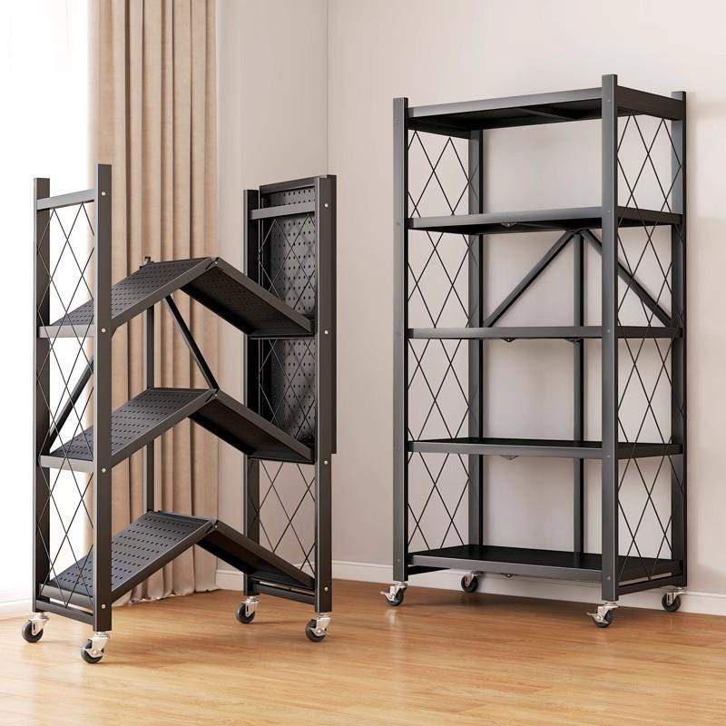 免安装厨房折叠置物架落地多层收纳架子家用锅具烤箱微波炉储物架