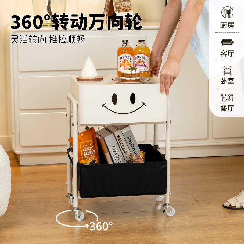 可移动铁艺床头柜小型简约现代奶油风儿童床头置物架替代品创意