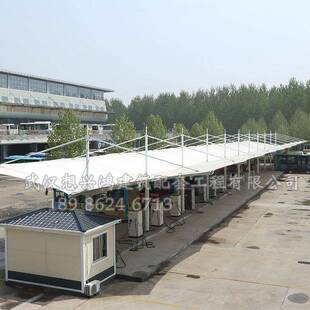 膜结构车棚小汽车棚遮阳安装 设计户外充电桩公交车停车棚岗亭
