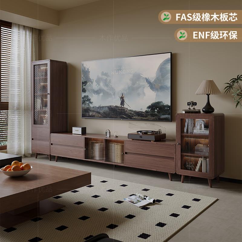 中古风电视柜客厅边柜2025新款家用落地法式复古组合收纳储物柜子