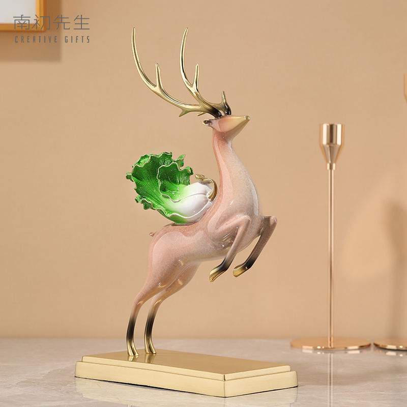 南初先生一鹿生财铜鹿梅花鹿摆件家居工艺品客厅摆件公司开业送礼