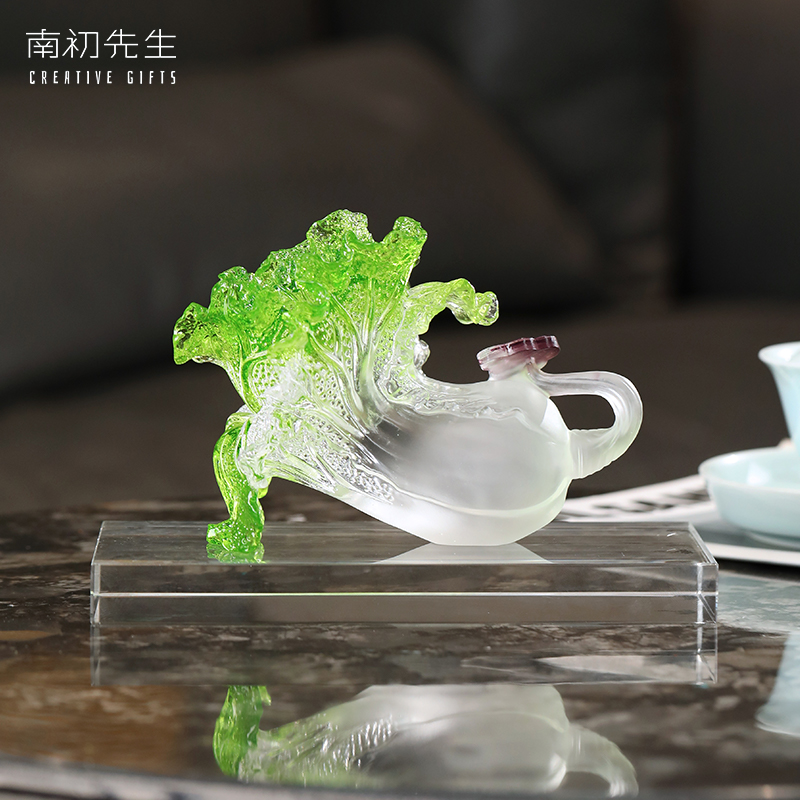 财运亨通百财如意琉璃白菜摆件公司店铺开业礼品乔迁客厅酒柜玄关