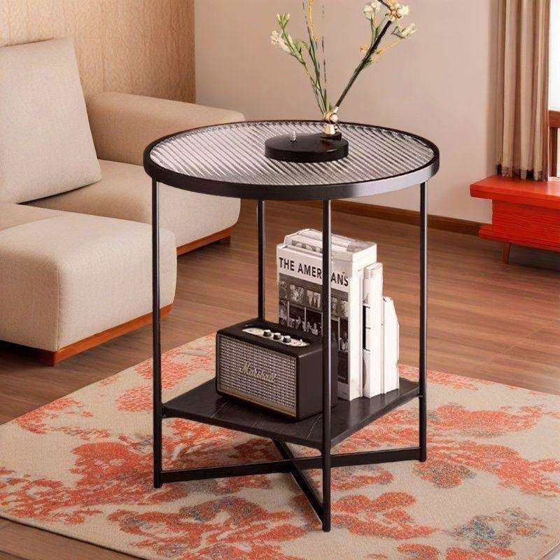 dm简约现代轻奢圆桌小户型茶几客厅家用台面铁艺小桌子阳台创意茶