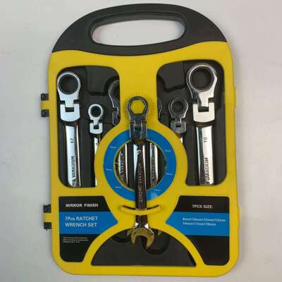 厂家直销8-19 7PCS活动两用棘轮扳手摇头