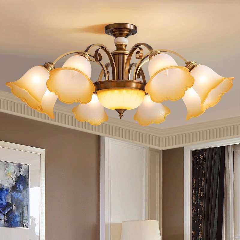 美式复古全铜吊灯客厅灯主灯LED欧式书房卧室餐厅灯 吸吊两用 2