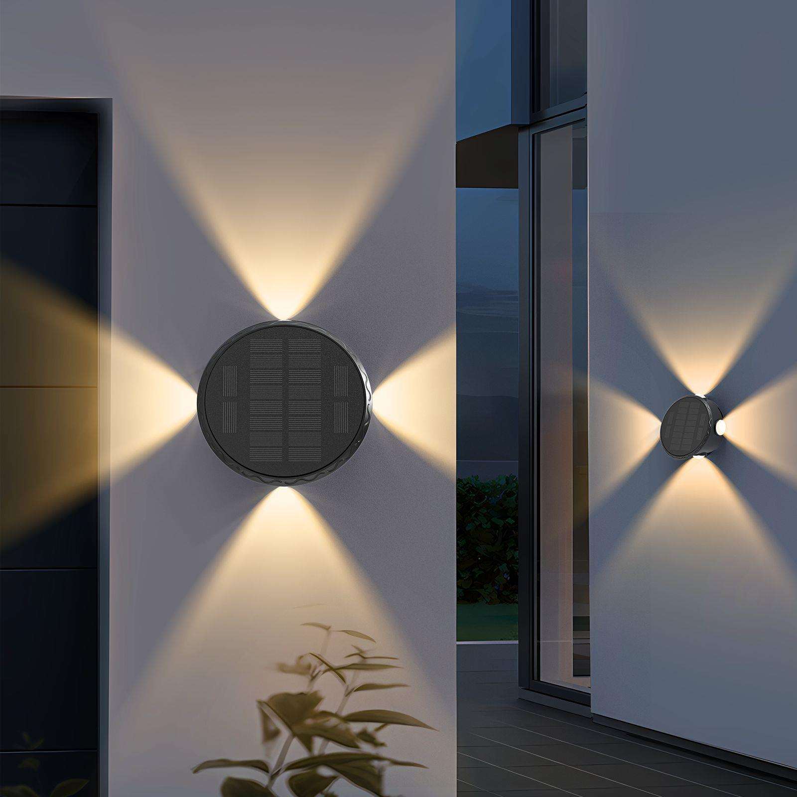 免布线太阳能壁灯LED庭院灯RGB变色户外指示灯防雨防雷感应墙壁灯