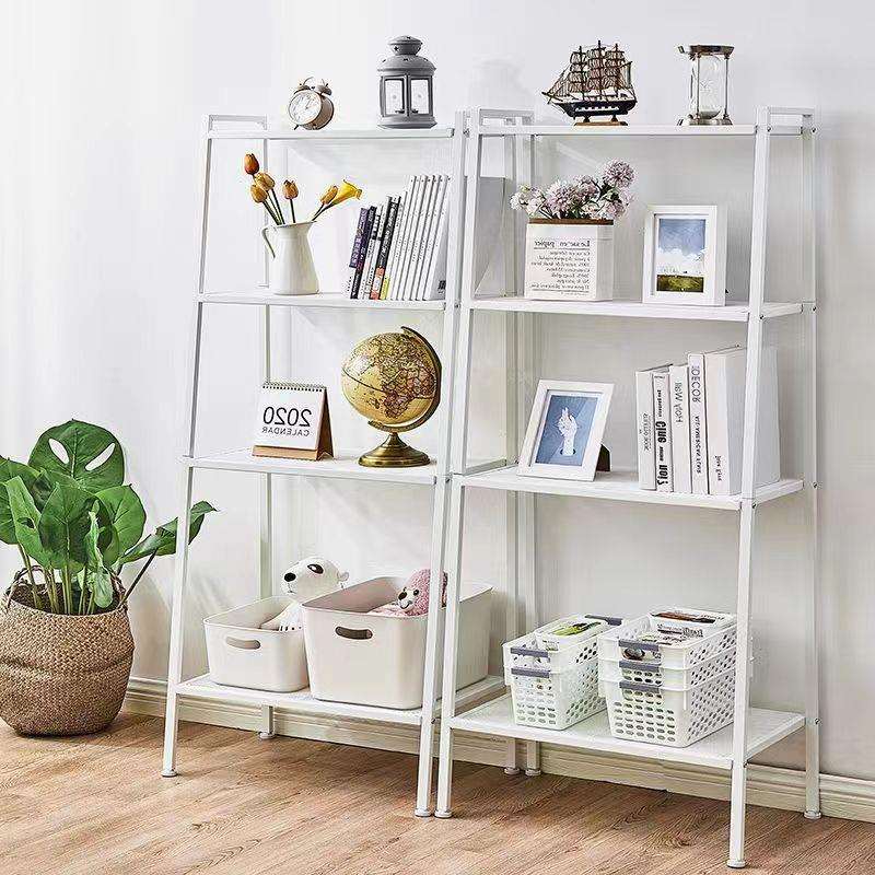 置物架厨房收纳架多层铁艺白书架落地客厅卧室梯形置地式阳台花架