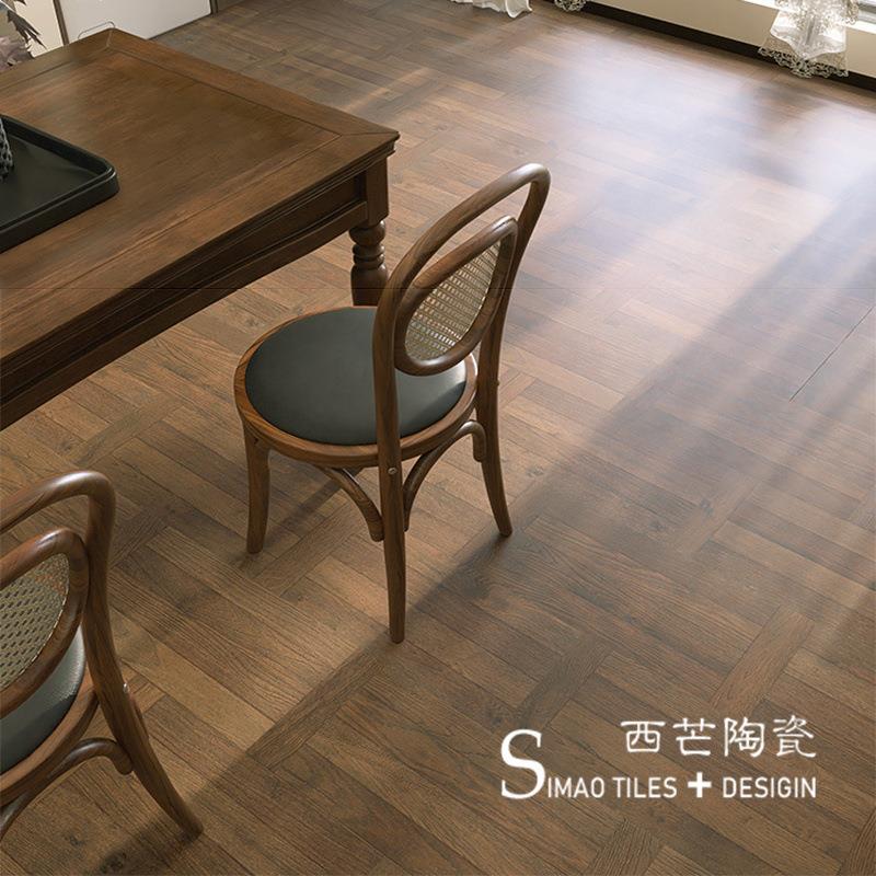 别墅客餐厅栅栏木纹砖全瓷60x120书房卧室复古瓷砖法式仿实木地砖