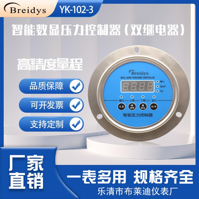 YK-102-3轴向带边不锈钢数显双继电压力开关智能开关压力控制器
