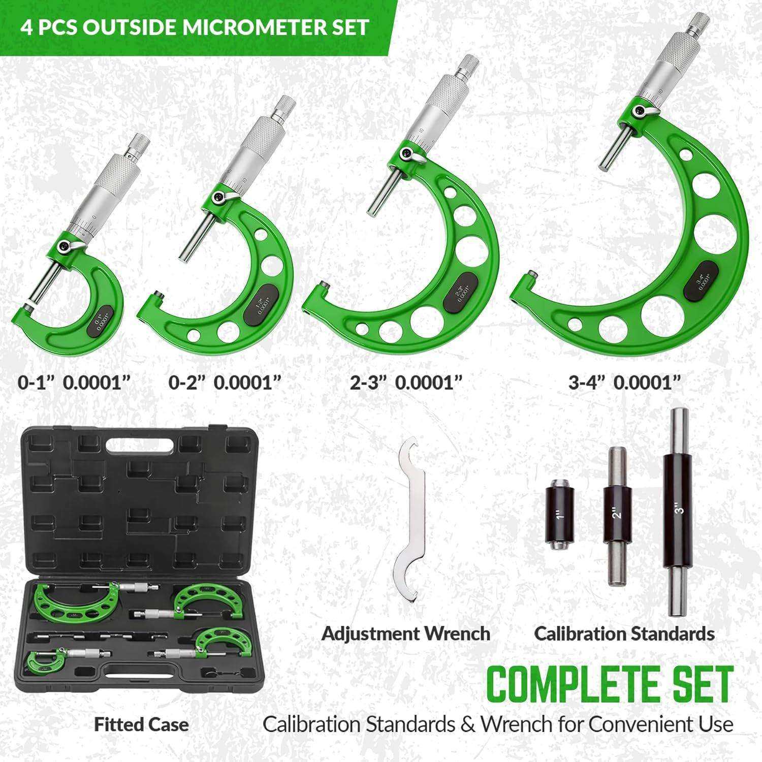 MAKLE高精度研磨外径千分尺0-4英制千分尺套装四件套螺旋测微器,农机/农具/农膜,播种栽苗器/地膜机,淘宝优惠券,粉丝福利购,淘宝优惠卷