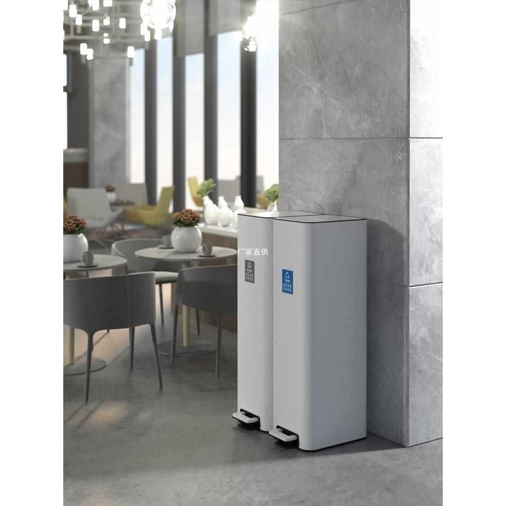 GAOK办公商用加高脚踏式不锈钢垃圾桶带盖酒店物业分类卫生桶厨房