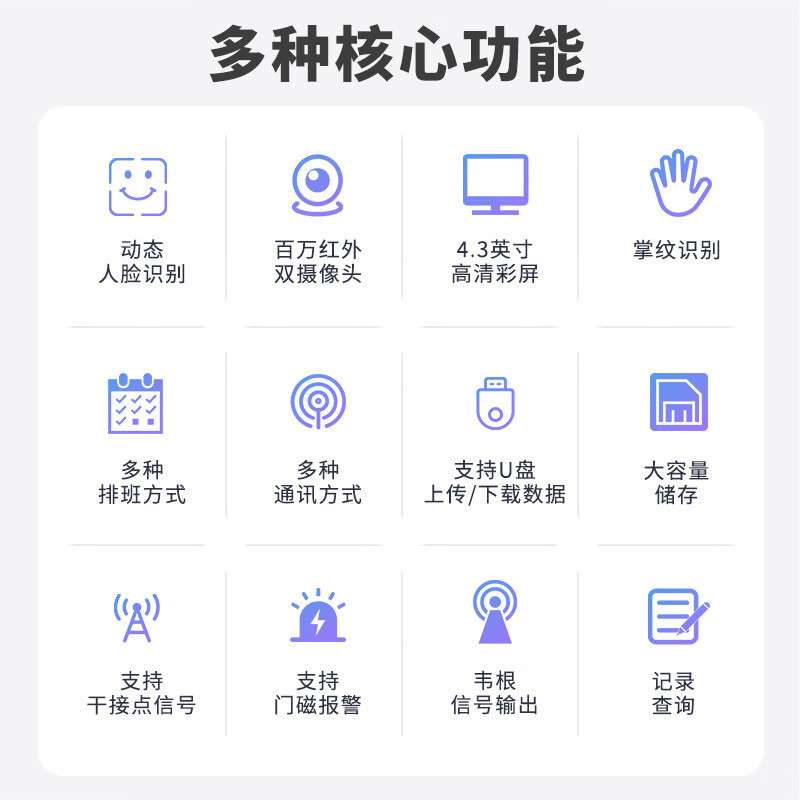 高优CU-F395C 395动态人脸识别机刷卡密码人脸机考勤门禁机