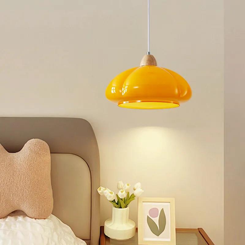 中古奶油风南瓜餐厅吊灯现代简约玄关过道阳台原木个性卧室吸顶灯