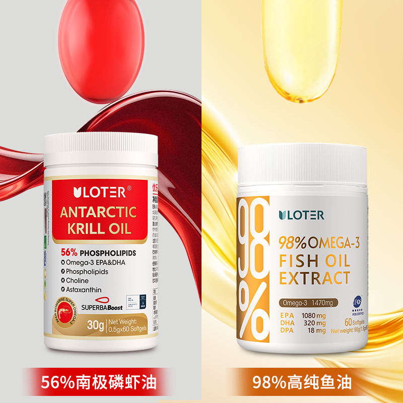 【鱼油+磷虾油】优乐驰新西兰进口98%纯度鱼油+56%纯度南极磷虾油