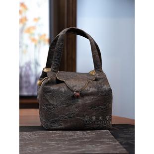 低蓝丝香云纱冰梅茶席手提式 茶包高颜值中国风宫廷风格