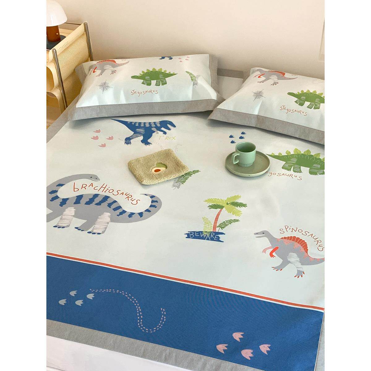 儿童夏季冰丝凉席三件套可水洗卡通印花1.5米床席款空调软席1.8