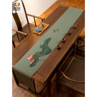 荷花防水茶席禅宗茶几席咖啡桌台布坐垫中国风茶几中国桌旗