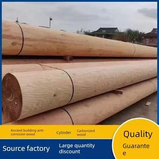 防腐木圆柱户外实木杉木菠萝格立柱房梁木横梁檩条盖房子圆木柱子