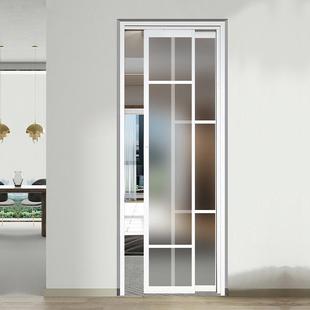 极窄厨房门厕所门洗手间卫生间实木pd门折叠门推拉一体门玻璃移门