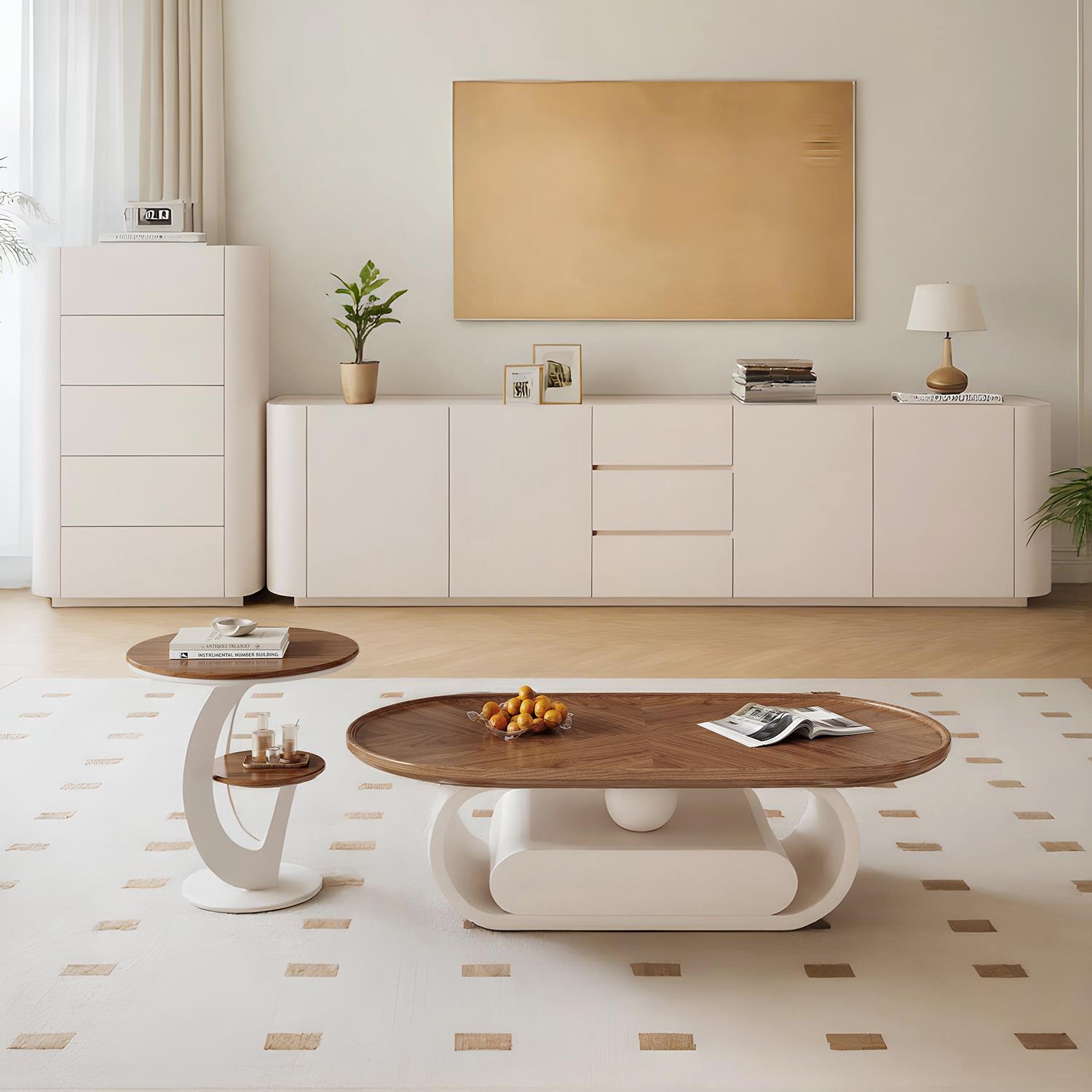 纯实木电视柜茶几组合现代简约小户型客厅岩板落地电视柜高款60cm