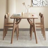 北欧实木餐桌椅组合白蜡木原木家用饭桌现代简约轻奢长方形桌子