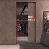 巴士门平移门内推移门滑轨双缓冲衣帽间卧室推拉隐藏轨道五金配件