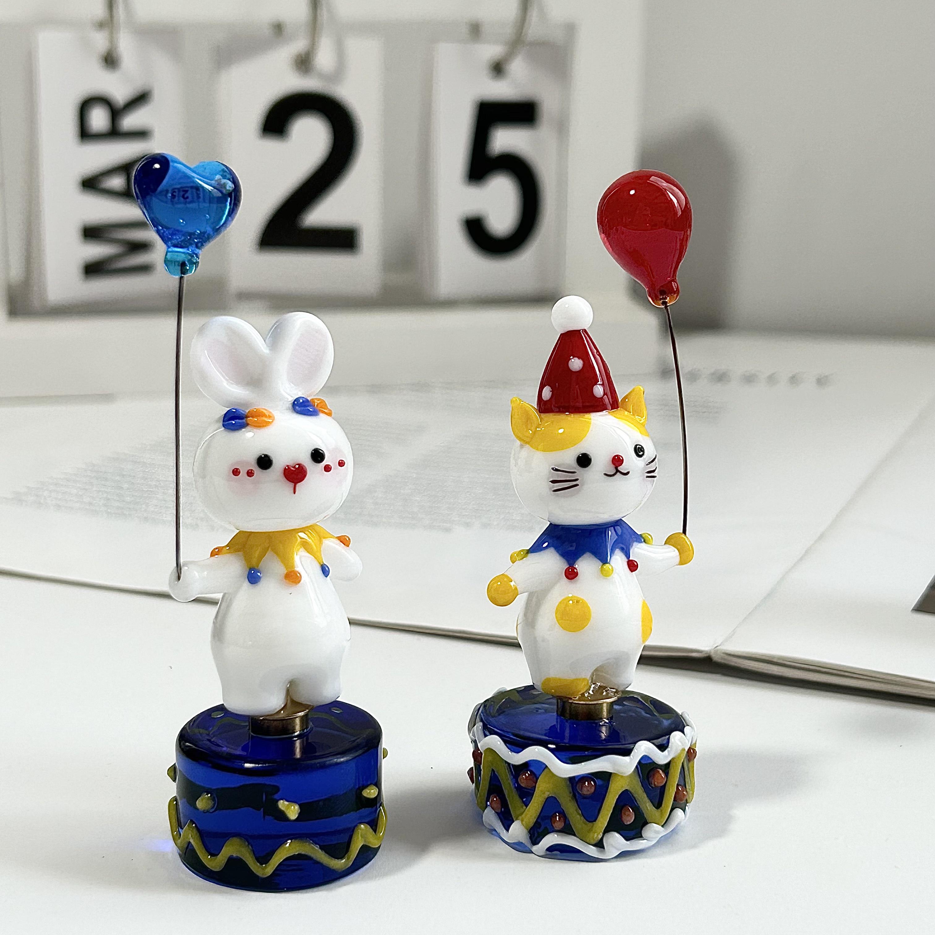 手工琉璃旋转底座可爱小动物系列创意桌面装饰品摆件生日礼物专属