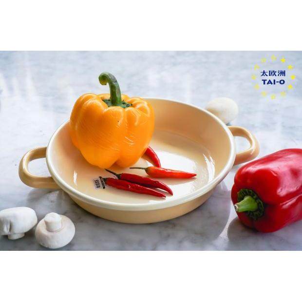 奥地利制造RIESS手工搪瓷 煎蛋锅双耳平底锅复古清新欧式田园风