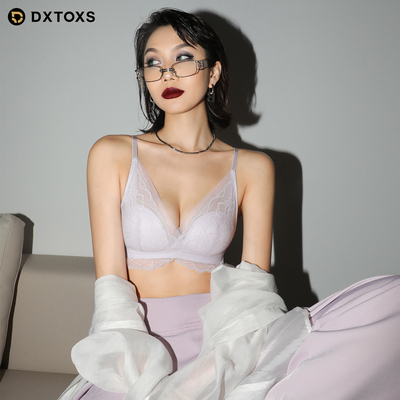 法式纯欲蕾丝深V薄款文胸小胸