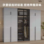 衣柜家用卧室新款 玻璃门储物柜实木儿童小户型收纳柜子简易大衣橱