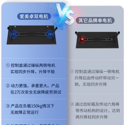 爱美卓智能双电动升降桌腿站立式办公桌工作台卧室书桌电脑桌支架