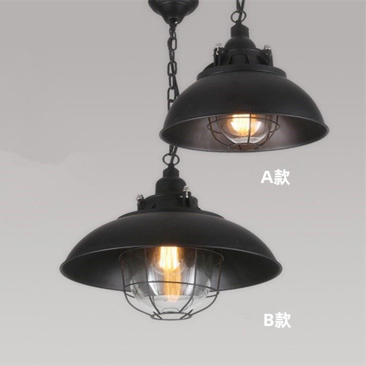 北欧Loft2餐厅吧台吊灯美式乡村创意复古工业风铁艺单头锅盖吊灯