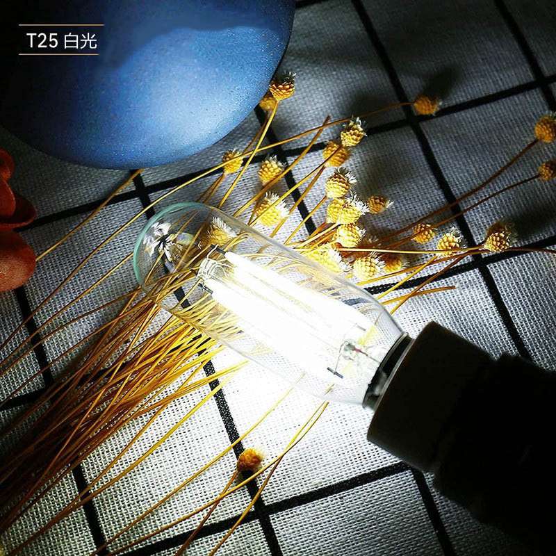 T6 6W室内照明灯丝灯泡T25灯管E12LED复古钨丝灯E14 4w 110V 220V