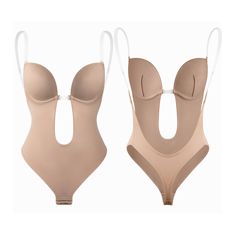 新品Bodysuit Shapewear Deewp V-Neck Body Shaper Backless U P