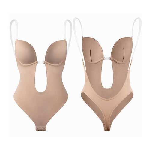新品Bodysuit Shapewear Deewp V-Neck Body Shaper Backless U P